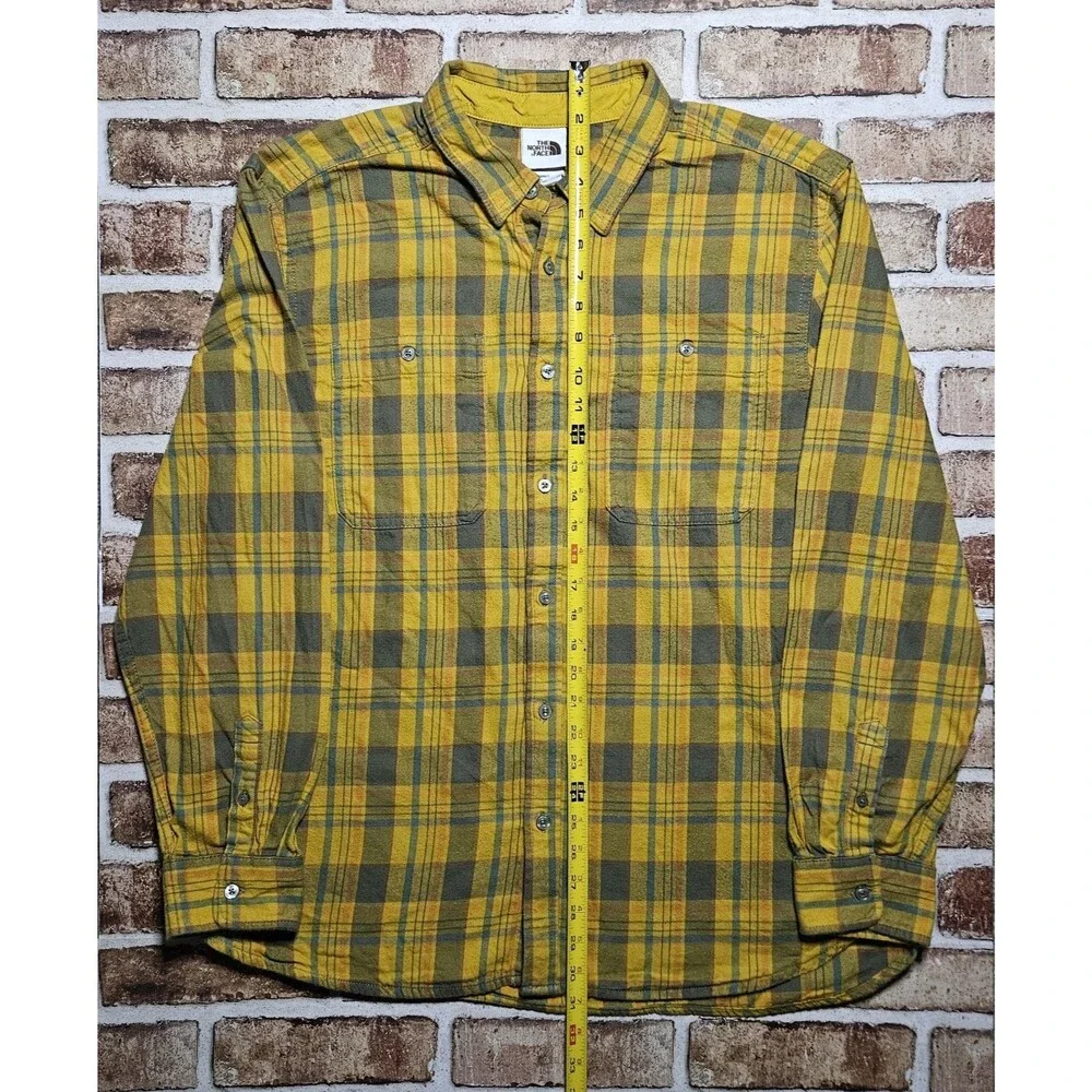 The North Face Men’s XL Yellow Plaid Long Sleeve Button Up 100% Cotton Shirt